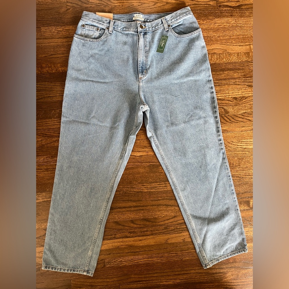 NWT LL Bean Original Relaxed Double L Faded Light Wash Ultra High Rise 20